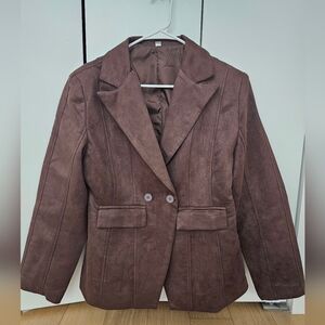 Chocolate Brown Suede Blazer Size L